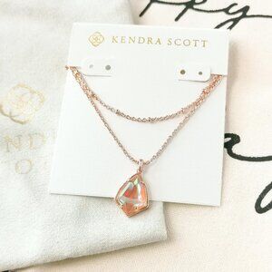 Kendra Scott Multi Strand Necklace - Cory Blush Dichroic Glass Rose Gold